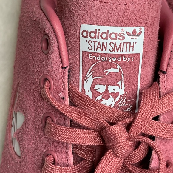 Adidas Originals Stan Smith Ash Pink Suede Shoes - Picture 6 of 7